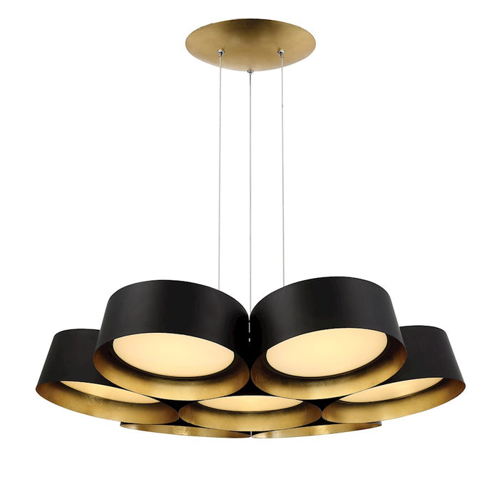 Modern Forms Marimba 7Lt 34" LED Chandelier/3000K, Black/Gold Leaf - PD-52734-GL