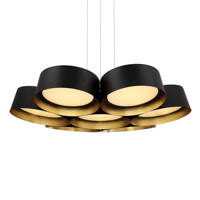 Modern Forms Marimba 7Lt 34" LED Chandelier/3000K, Black/Gold Leaf