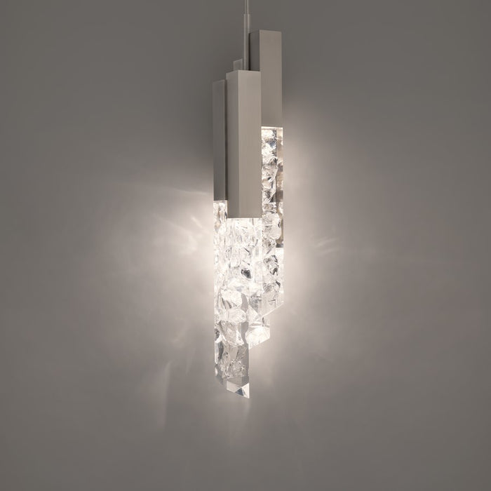 Modern Forms Montage 4Lt 32" LED Mini-Pendant, Brushed Nickel/Clear