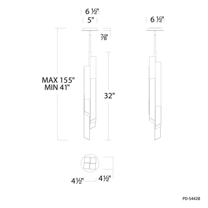 Modern Forms Montage 4Lt 32" LED Mini-Pendant, Brushed Nickel/Clear