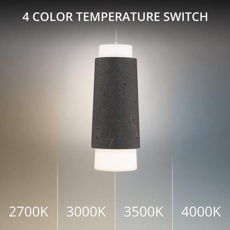 Modern Forms Chauncey 5" LED Mini-Pendant, 2700K, Bassalt Stone/Black//Opal