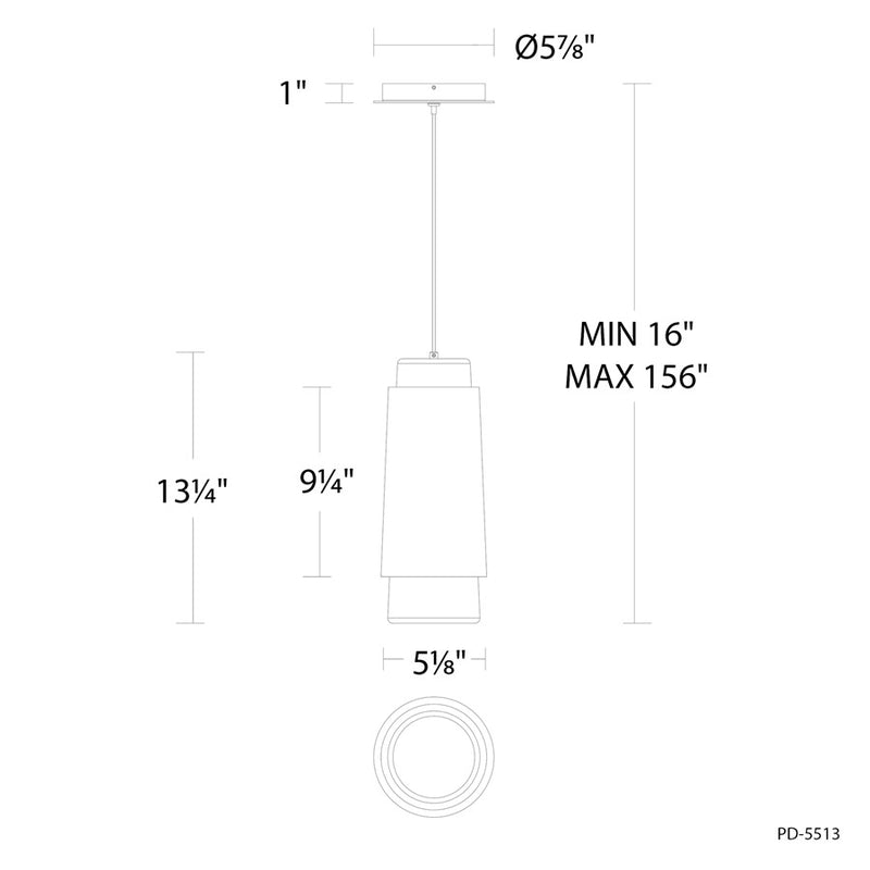 Modern Forms Chauncey 5" LED Mini-Pendant, 2700K, Bassalt Stone/Black//Opal