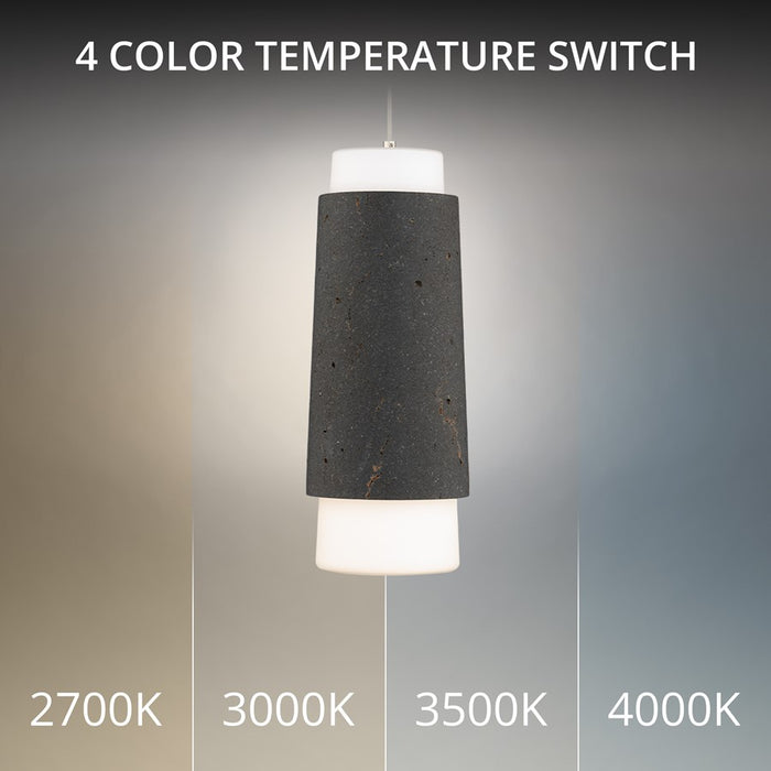 Modern Forms Chauncey 5" LED Mini-Pendant, 3500K, Bassalt Stone/Black//Opal