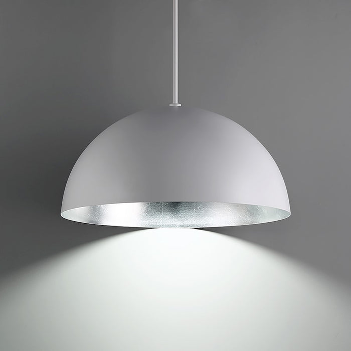 Modern Forms Yolo 1Lt 26" LED Pendant/3000K, White/Silver Leaf