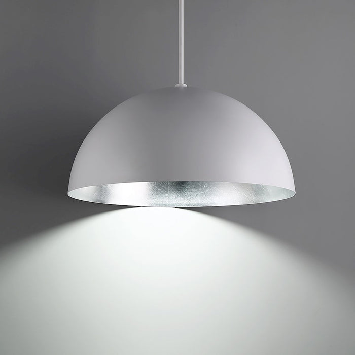 Modern Forms Yolo 1Lt 26" LED Pendant/3000K, White/Silver Leaf