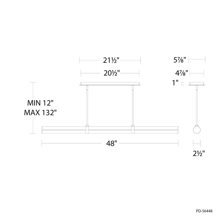 Modern Forms Clique 1Lt 48" LED Linear Pendant, Brass/Alabaster