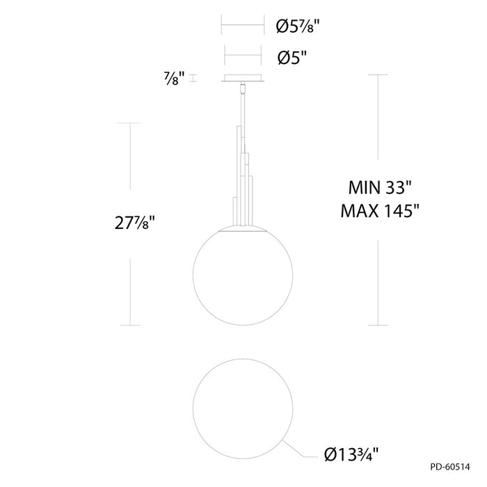 Modern Forms Sybil 1Lt 14" LED Pendant, 3500K, Aged Brass/Opal