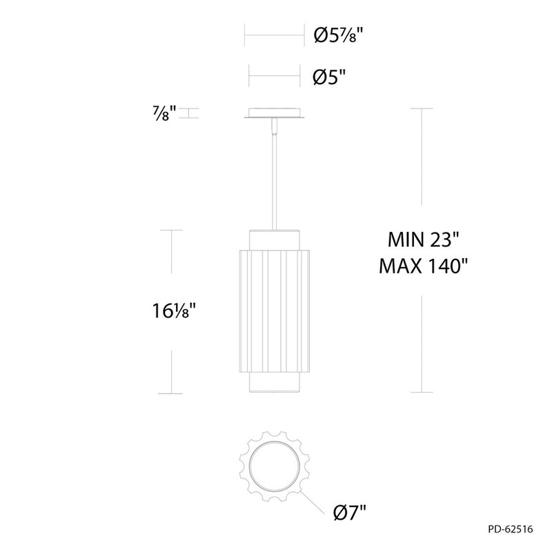 Modern Forms Caviar 7" LED Mini-Pendant, 3000K, Bassalt/Black