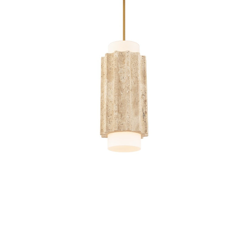 Modern Forms Caviar 7" LED Mini-Pendant, Beige/Brass/Beige - PD-62516-40-WV-AB