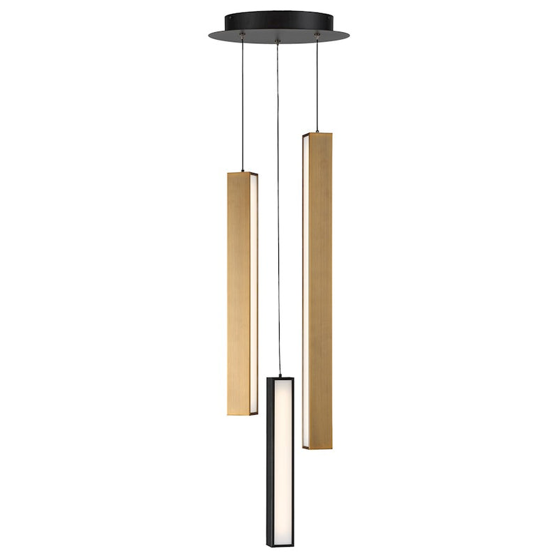 Modern Forms Chaos LED 3Lt Round Pendant/3000K, Black/Brass