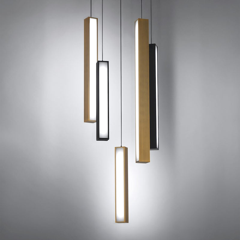 Modern Forms Chaos LED 5Lt Round Pendant/3000K, Black/Brass