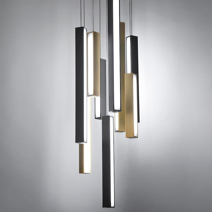 Modern Forms Chaos LED 9Lt Round Pendant/3000K, Black/Brass