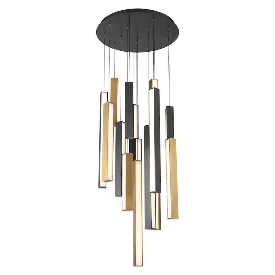 Modern Forms Chaos LED 15Lt RD Pendant/3000K, Black/Brass - PD-64815R-BK-AB-BK