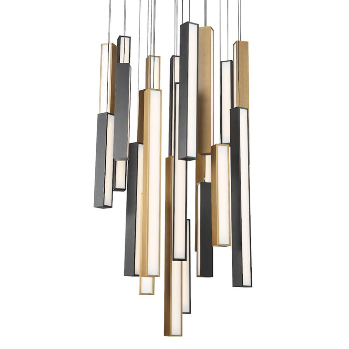 Modern Forms Chaos LED 21Lt RD Pendant/3000K, Black/Brass - PD-64821R-BK-AB-BK