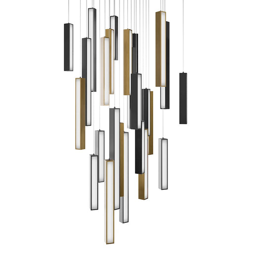 Modern Forms Chaos 25Lt 28" LED SQ Pendant/3000K, BK BS - PD-64825S-BK-AB-BK