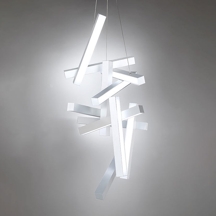 Modern Forms Chaos 12Lt 49" LED Vert Chandelier/3000K, Aluminum