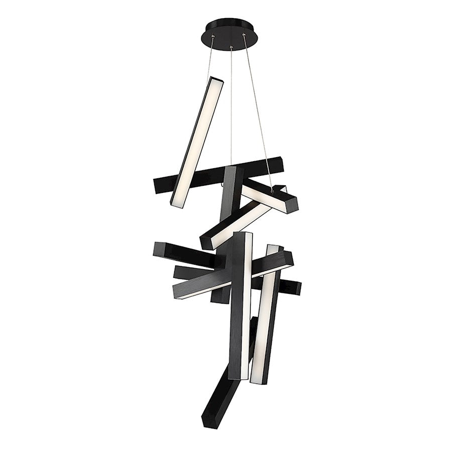 Modern Forms Chaos 12Lt 49" LED Vertical Chandelier/3000K, Black - PD-64849-BK