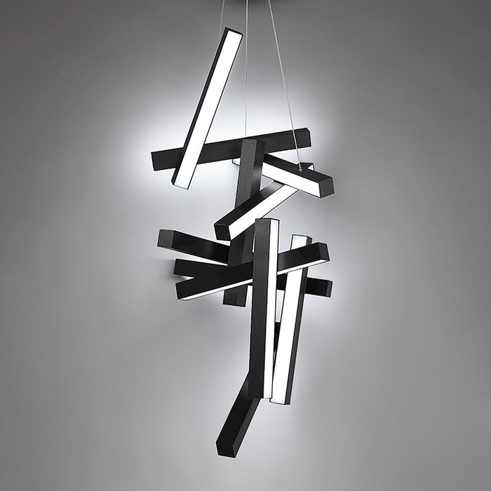 Modern Forms Chaos 12Lt 49" LED Vertical Chandelier/3000K, Black