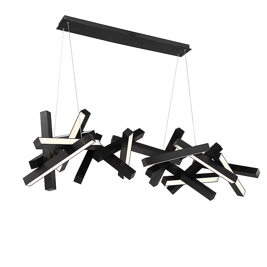 Modern Forms Chaos 19 Light 72" LED Linear Chandelier/3000K, Black - PD-64872-BK