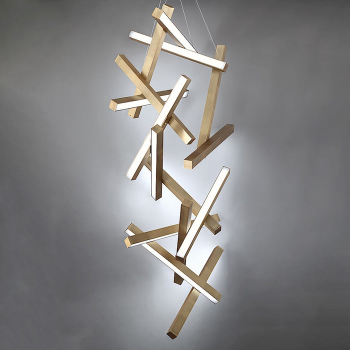 Modern Forms Chaos 15Lt 75" LED Vertical Chandelier/3000K, Brass