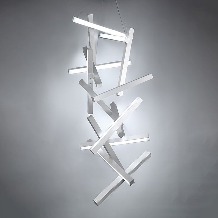 Modern Forms Chaos 15Lt 75" LED Vert Chandelier/3000K, Aluminum