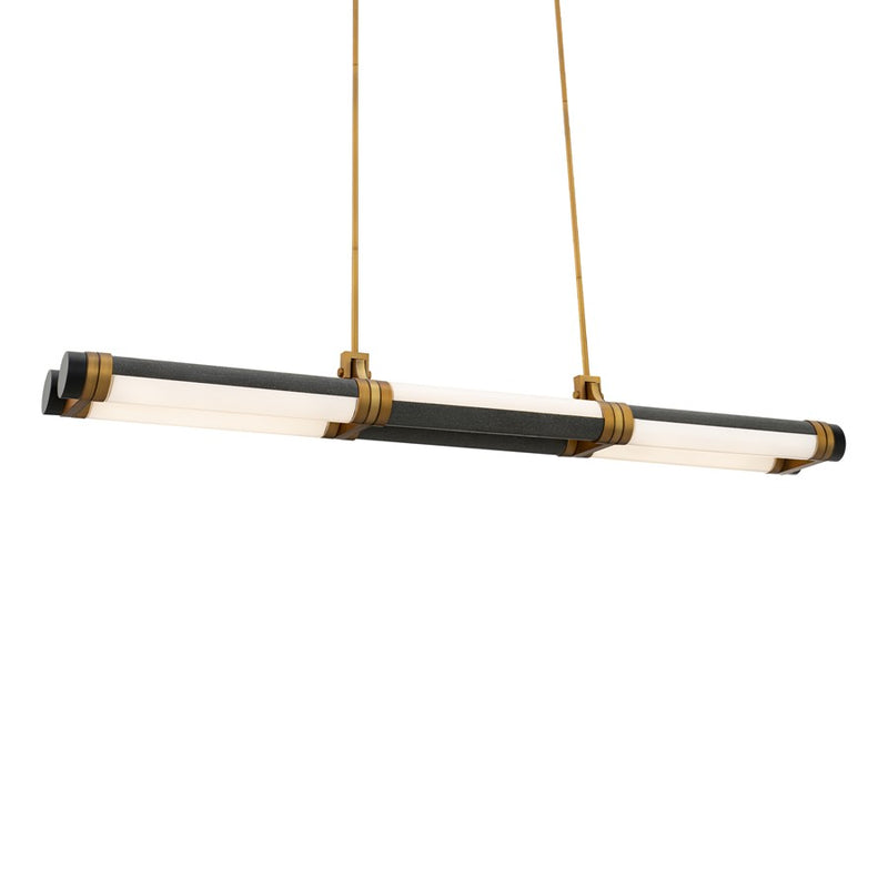Modern Forms Catania 48" LED Lin Pendant, 3500K, Bassalt Stone/Brass/Black/White