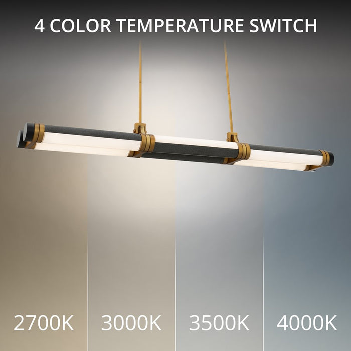 Modern Forms Catania 48" LED Lin Pendant, 3500K, Bassalt Stone/Brass/Black/White