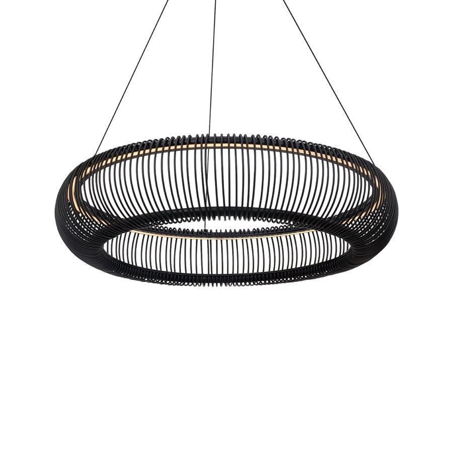 Modern Forms Lute 1Lt 28" LED Pendant/3500K, Black/Frosted - PD-80528-35-BK