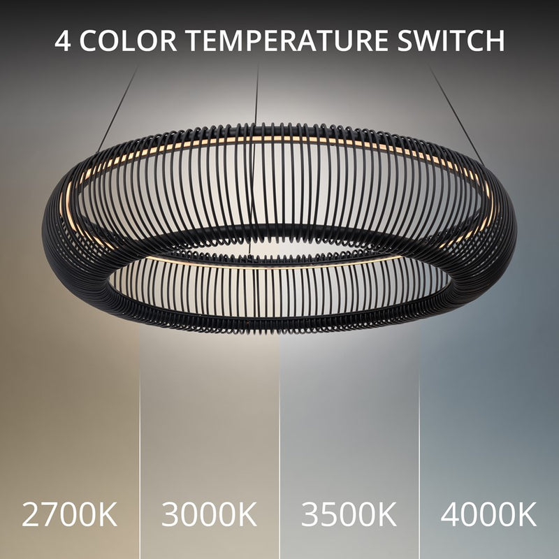 Modern Forms Lute 1Lt 28" LED Pendant, 3500K, Black/Frosted