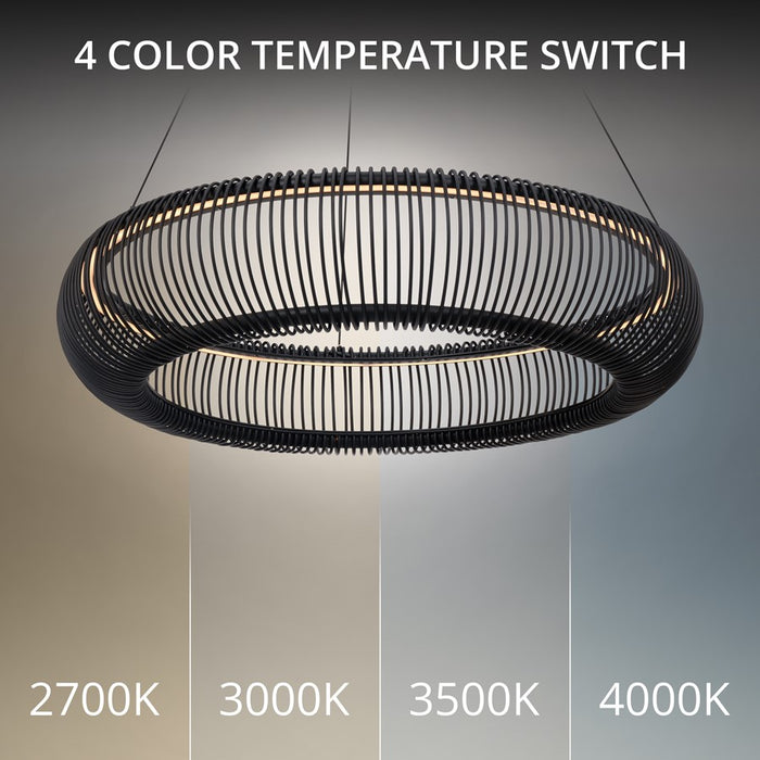 Modern Forms Lute 1Lt 28" LED Pendant, 3500K, Black/Frosted