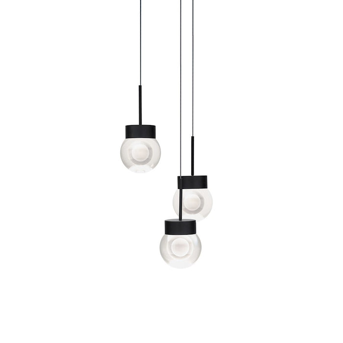 Modern Forms Double Bubble 3Lt 11.8" LED RD Pendant/3000K, Black - PD-82003R-BK