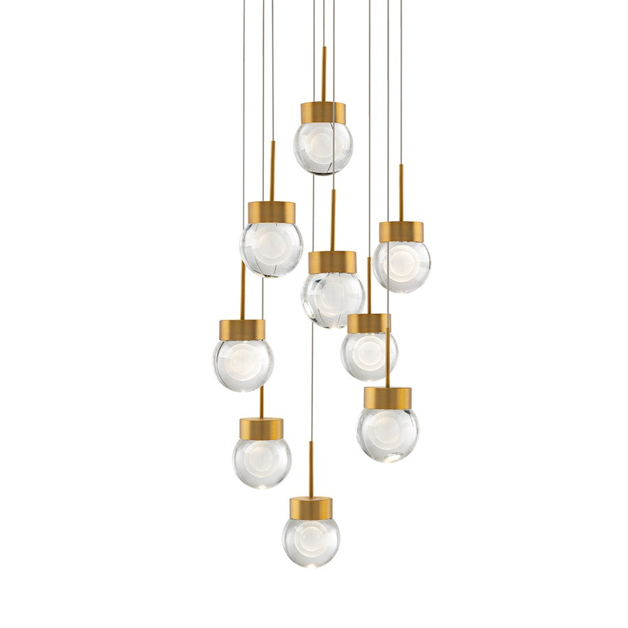 Modern Forms Double Bubble 9Lt 17" LED Round Pendant/3000K, Brass - PD-82009R-AB