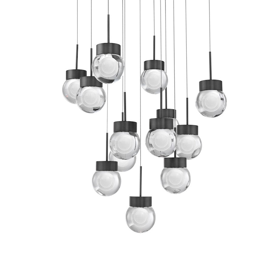 Modern Forms Double Bubble 13Lt 20.8" LED SQ Pendant/3000K, Black - PD-82013S-BK