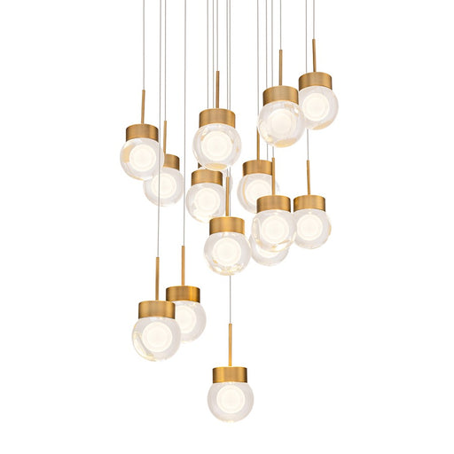 Modern Forms Double Bubble 15Lt 23" LED RD Pendant/3000K, Brass - PD-82015R-AB