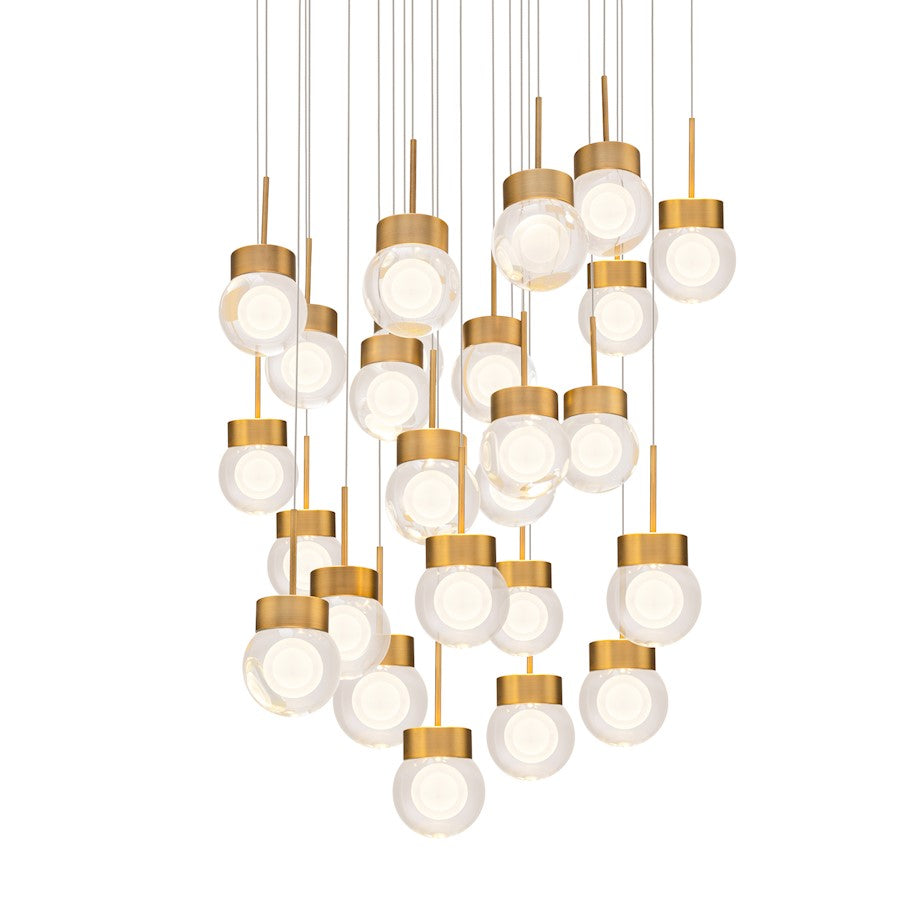 Modern Forms Double Bubble 25Lt 28.8" LED SQ Pendant/3000K, Brass - PD-82025S-AB