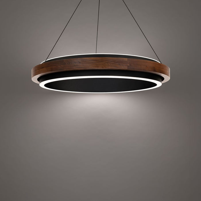Modern Forms Delaney 29" LED Pendant, Black/Dark Walnut/Frosted