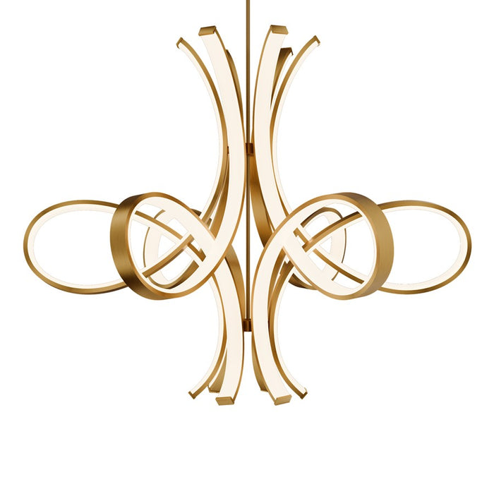 Modern Forms Fleur De Lis 6Lt 56" LED Pendant, Aged Brass/White - PD-90556-AB
