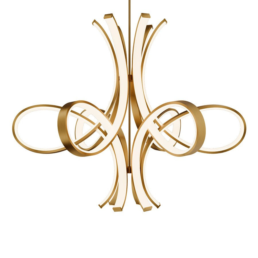 Modern Forms Fleur De Lis 6Lt 56" LED Pendant, Aged Brass/White - PD-90556-AB