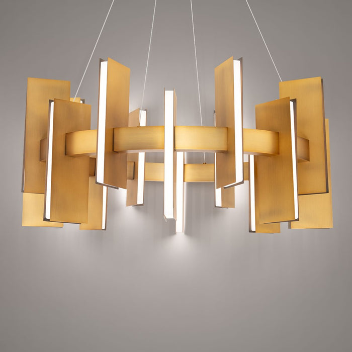 Modern Forms Ronan 16Lt 32" LED Pendant, Aged Brass/Frosted