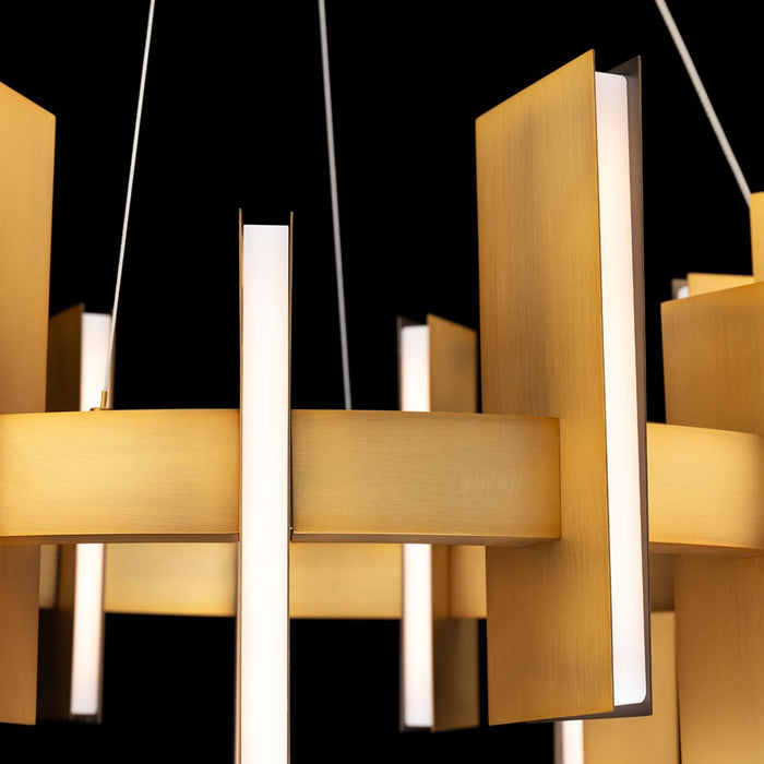 Modern Forms Ronan 16Lt 32" LED Pendant, Aged Brass/Frosted