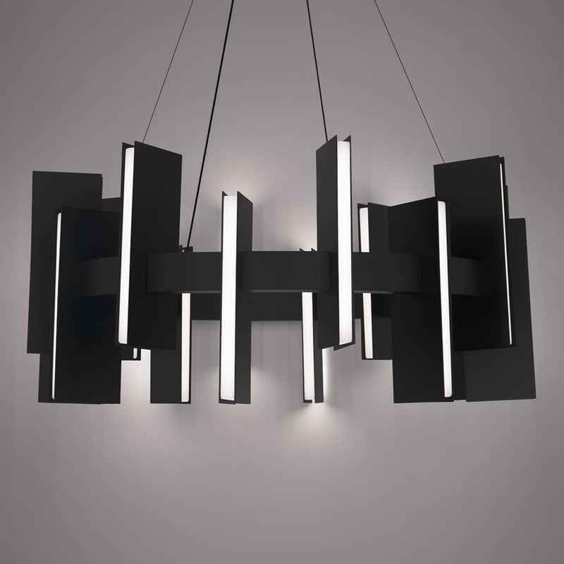 Modern Forms Ronan 16Lt 32" LED Pendant, Black/Frosted