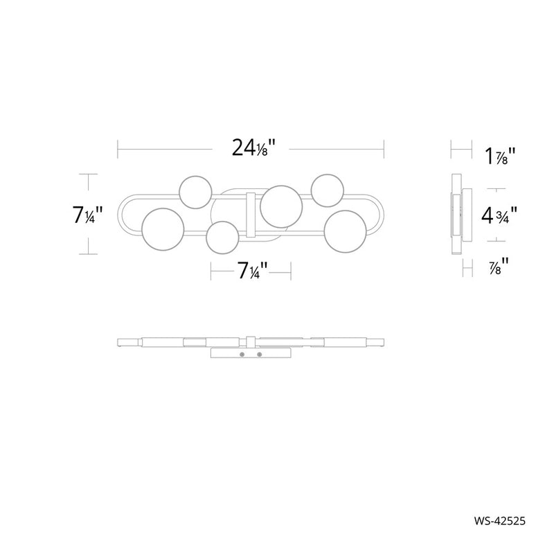 Modern Forms Tableau 6Lt 24" LED Bath/Wall Light, Black/White