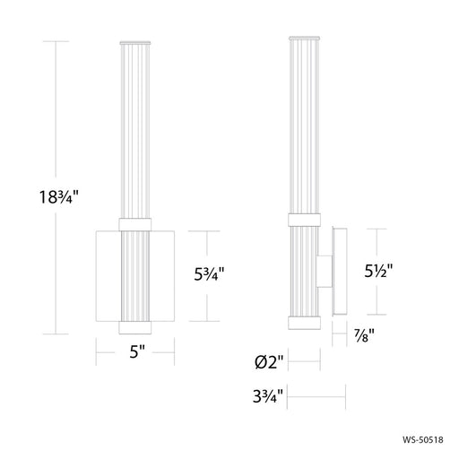 Modern Forms Ribeye 1Lt 19" LED Wall Sconce, Brushed Nickel/Clear