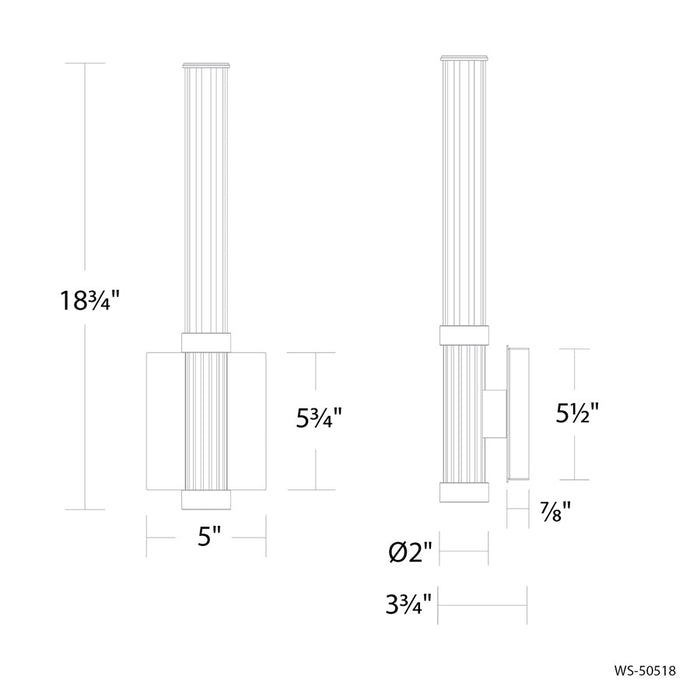 Modern Forms Ribeye 1Lt 19" LED Wall Sconce, Brushed Nickel/Clear