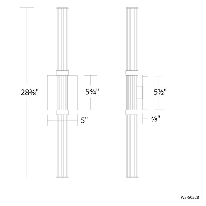 Modern Forms Ribeye 2Lt 28" LED Wall Sconce, Aged Brass/Clear