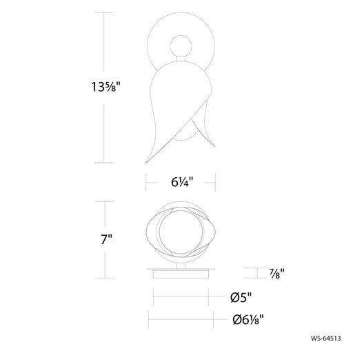 Modern Forms Elixir 13" LED Wall Sconce, 3000K, BK Nickel/Black/Opal