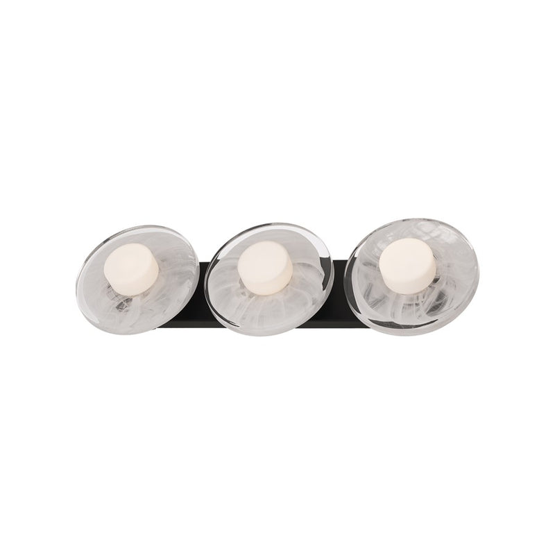 Modern Forms Fresco 3Lt 8" LED Bath Vanity/Wall Light, Black/Opal - WS-66525-BK