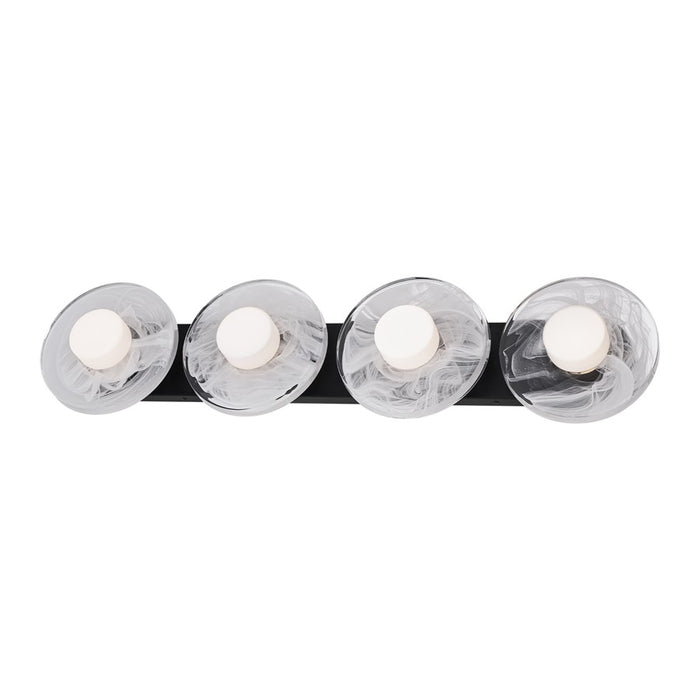 Modern Forms Fresco 4Lt 8" LED Bath Vanity/Wall Light, Black/Opal - WS-66534-BK