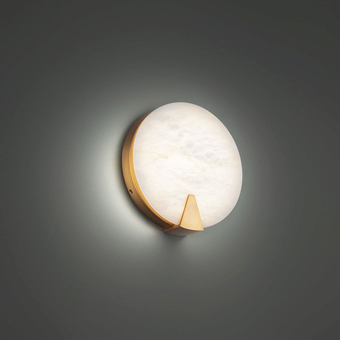 Modern Forms Ophelia 1Lt 10" LED Round Sconce/3000K, Brass/Natural