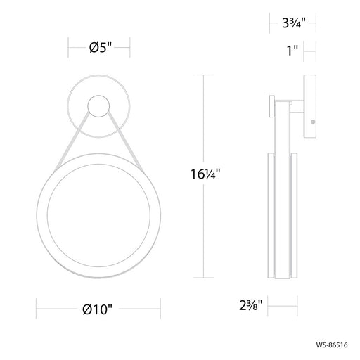 Modern Forms Clare 16.25" LED Wall Sconce, Black/Nickel/Clear